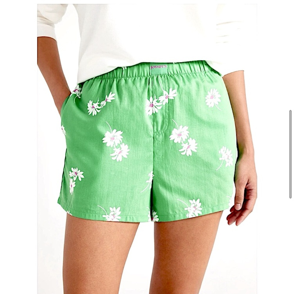 💕5️⃣for25 Joyspun Green and White Floral Athletic Sleep Shorts with pockets NWOT